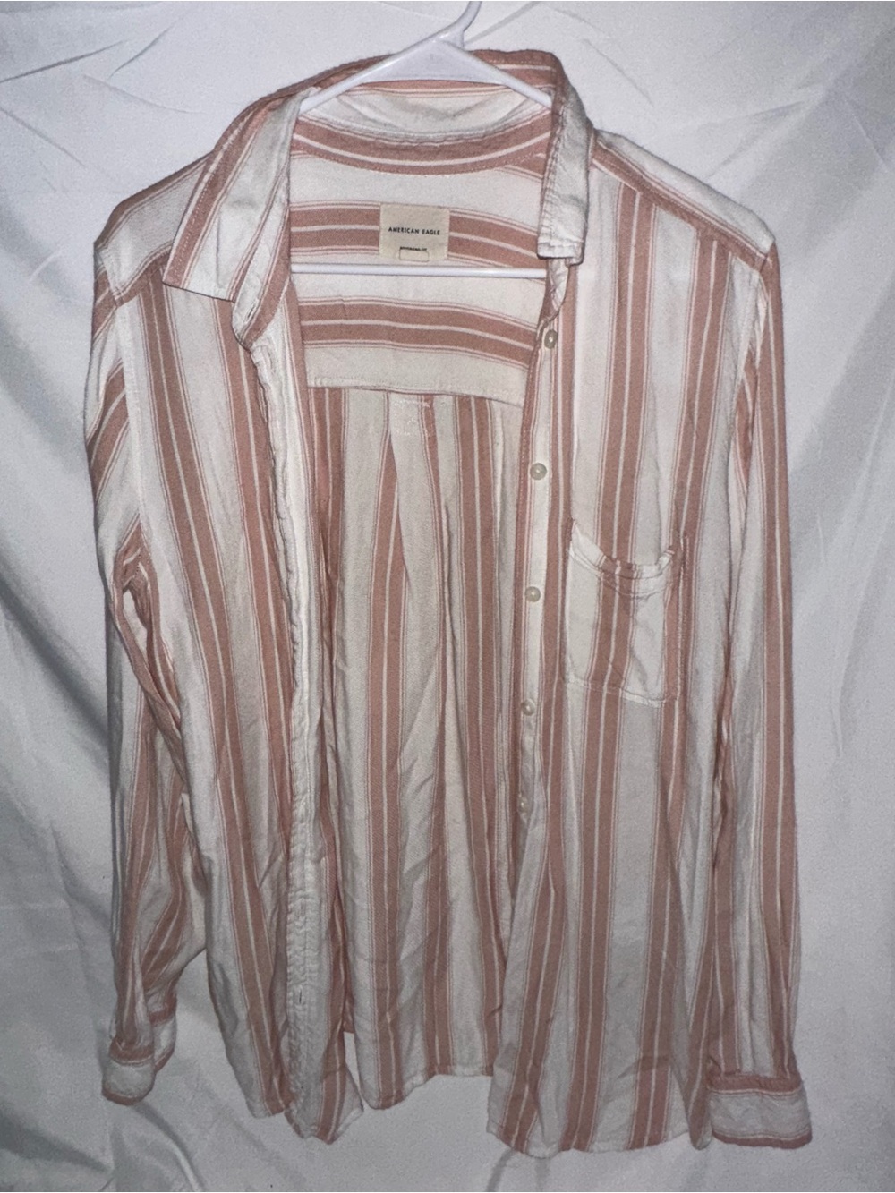 American Eagle Boyfriend Fit Striped Button Down Shirt Large
